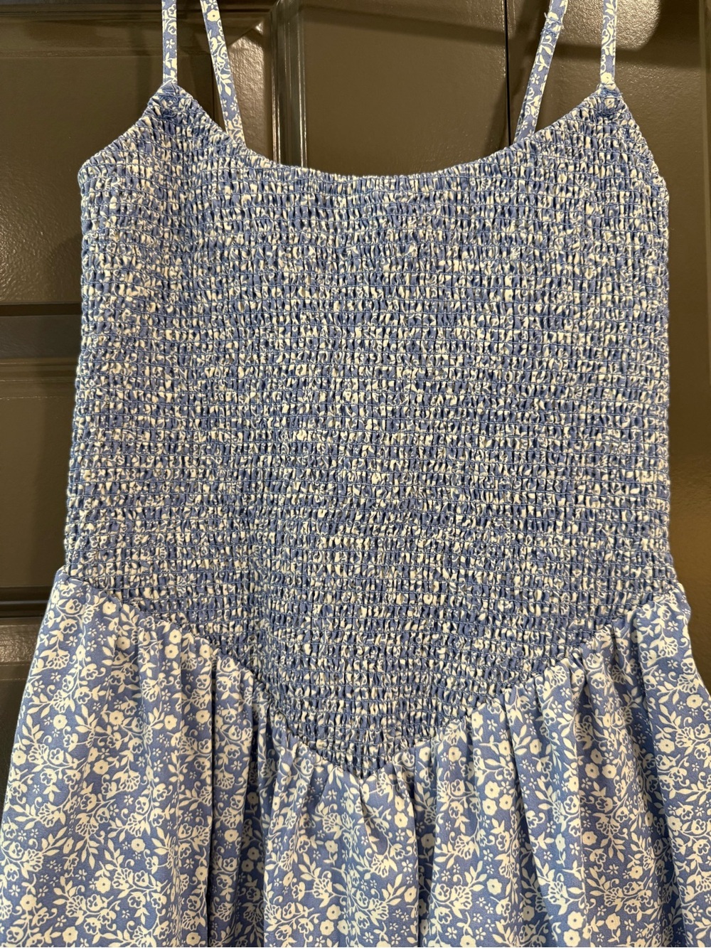 Abercrombie & Fitch Light Blue Floral Smocked Midi Dress - Picture 2 of 7